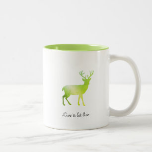 Tasse 2 Couleurs Silhouette de renne vert & calligraphie