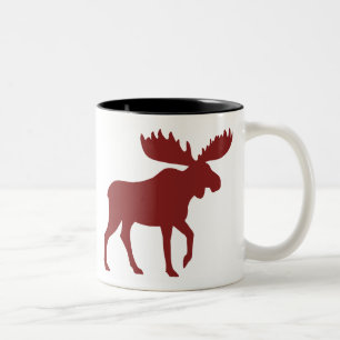 Tasse 2 Couleurs Silhouette d'orignal rouge Country Holiday Wildl