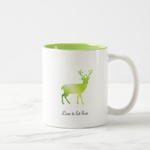 Tasse 2 Couleurs Silhouette et calligraphie du renne vert