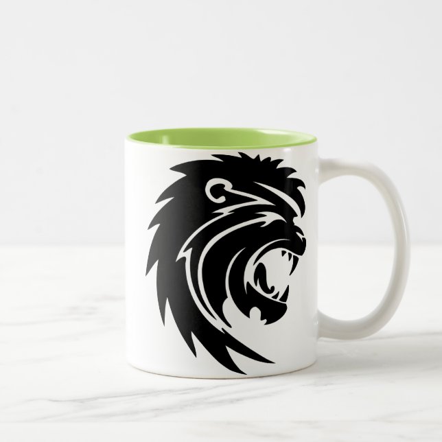 Tasse 2 Couleurs Silhouette fraîche de lion d'hurlement (Droit)