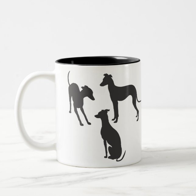 Tasse 2 Couleurs Silhouettes italiennes Greyhound (Gauche)