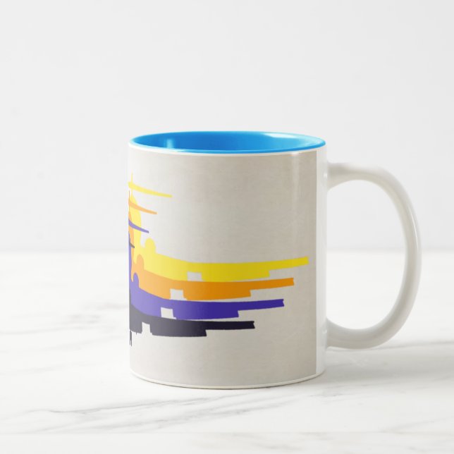 Tasse 2 Couleurs Silohuette de l'âge du jet rétro (Droit)