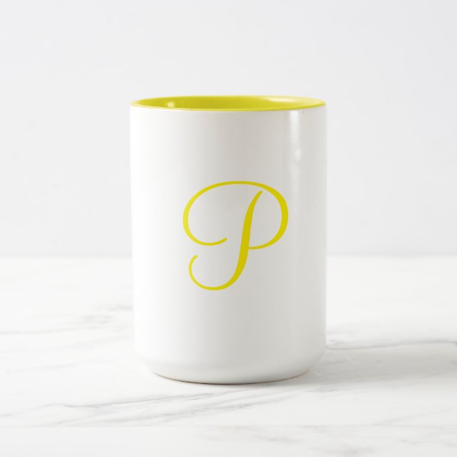 Tasse 2 Couleurs simple minimum ajouter votre texte monogramme phot (Centre)