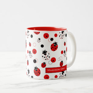 Tasse 2 Couleurs Simple Motif Ladybug rouge, noir et blanc
