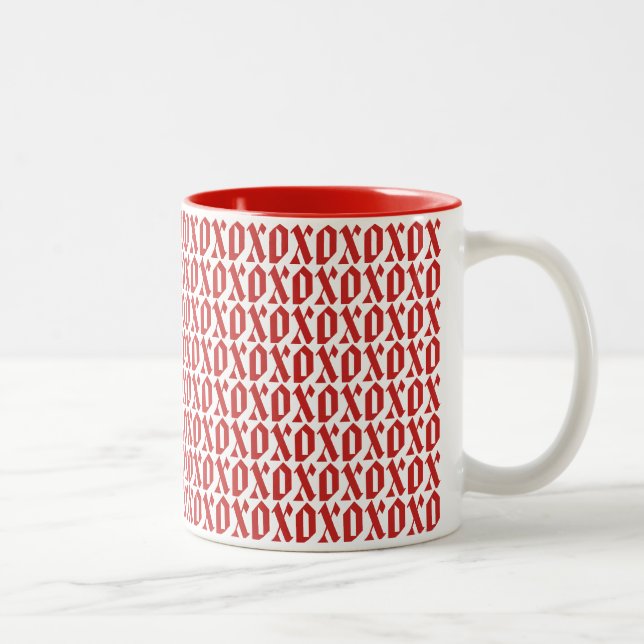 Tasse 2 Couleurs Simple Motif moderne XOXO Saint Valentin Amour (Droit)