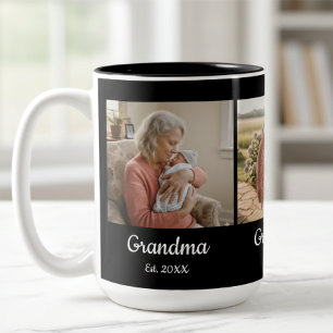 Tasse 2 Couleurs Simple Script Grand-mère Établie 3 Photo Année