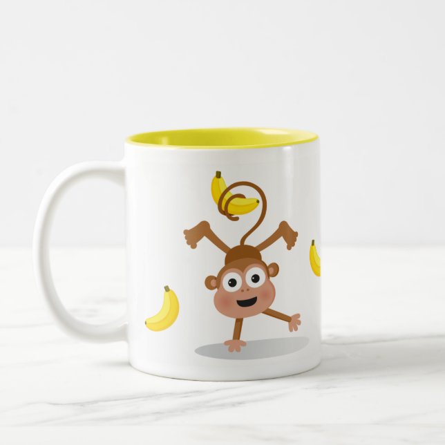 Tasse 2 Couleurs Singe et bananes (Gauche)
