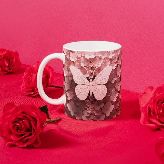 Tasse 2 Couleurs Sip in Style : Le Papillon rose Pastel 3D (Créateur téléchargé)