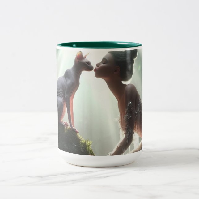 Tasse 2 Couleurs Sirène Sphynx Baiser (Centre)