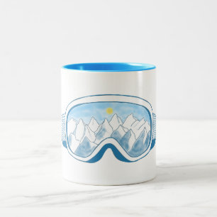 Tasse 2 Couleurs Ski sur des lunettes à la réflexion des montagnes