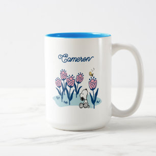 Tasse 2 Couleurs Snoopy d'arachides et Fleur de bois Ajouter Votr