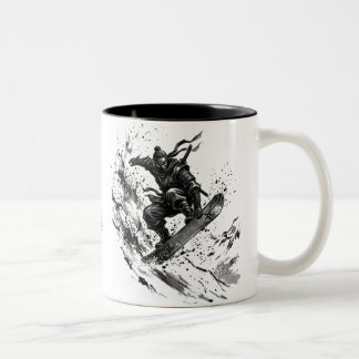 Tasse 2 Couleurs Snowboard Brush Art - Snowboarder Ninja