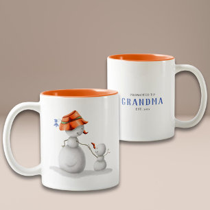 Tasse 2 Couleurs Snowman personnalisé promu à grand-mère