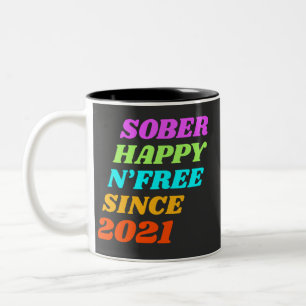 Tasse 2 Couleurs Sober happy n'free depuis (personnaliser l'année)