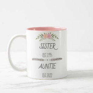 Tasse 2 Couleurs Soeur Personnalisée Auntie Est Année Personnalisée