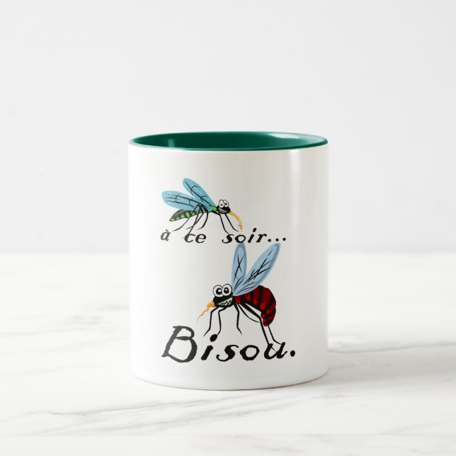 Tasse 2 Couleurs soir bisous moustique humour citation été  (Centre)