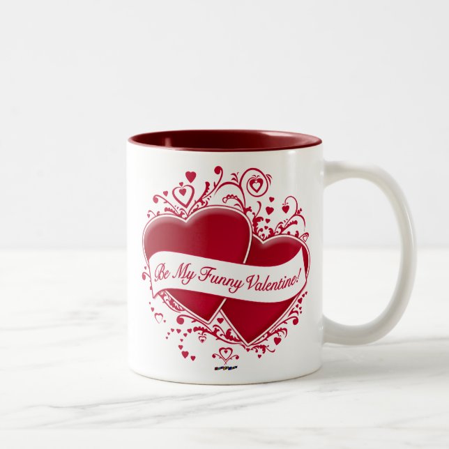 Tasse 2 Couleurs Sois Ma Drôle Saint-Valentin ! Cœurs rouges (Droit)