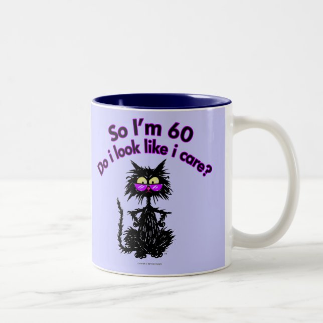 Tasse 2 Couleurs soixantième Cadeaux de chat d'anniversaire (Droit)
