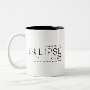 Tasse 2 Couleurs Solar Eclipse 2024 Lieu personnalisé Commémoratif