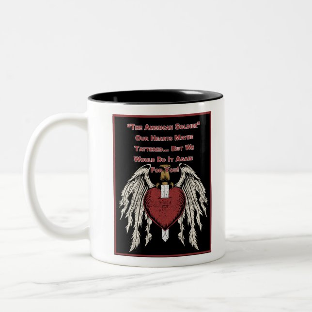 Tasse 2 Couleurs Soldat Américain Poignant Coeurs Tattrés (Gauche)