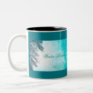 Tasse 2 Couleurs Soleil d'hiver et neige "Bénédiction d'hiver"