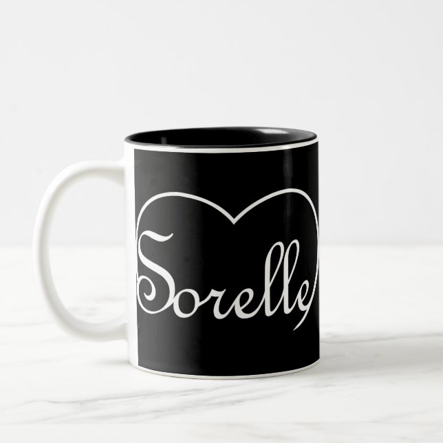 Tasse 2 Couleurs Sorelle Italienne Soeurs coeur blanc (Gauche)