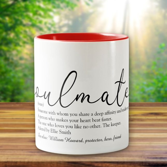 Tasse 2 Couleurs Soulmate Définition Script Love Coeur (Soulmate Definition Script Love Heart Two-Tone Coffee Mug)