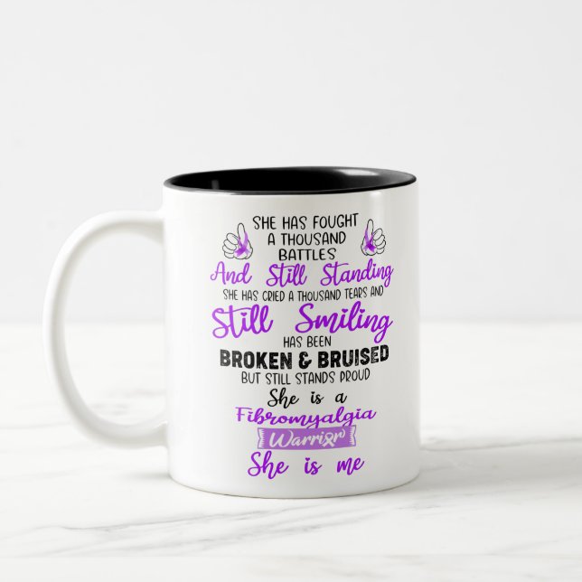 Tasse 2 Couleurs Soutien Fibromyalgia Guerrier dons (Gauche)