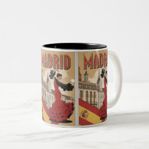 Tasse 2 Couleurs Souvenirs flamenco vintage Madrid Espagne, cadeaux