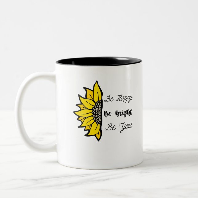 Tasse 2 Couleurs Soyez heureux tournesol (Gauche)
