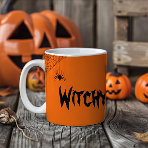 Tasse 2 Couleurs Spider halloween drôle typographie orange