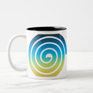 TASSE 2 COULEURS SPIRALE BLEUE ET VERTE