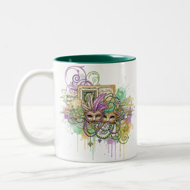 Tasse 2 Couleurs Splatter Mardi Gras collage (Gauche)