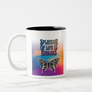 Tasse 2 Couleurs Splendeur de vie avec papillon