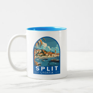 Tasse 2 Couleurs Split Croatie Travel Art Vintage