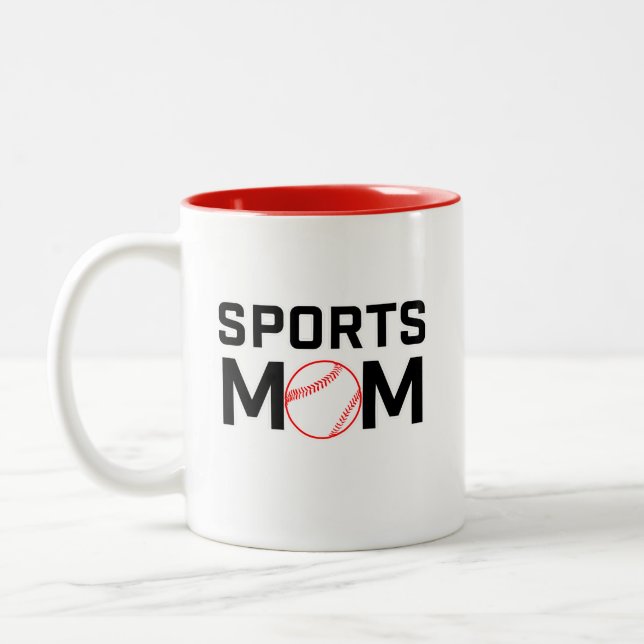 Tasse 2 Couleurs Sports Maman Design de baseball (Gauche)