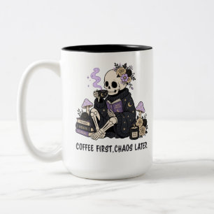 Tasse 2 Couleurs Squelette Sorcier Café D'abord Chaos Plus Tard Got
