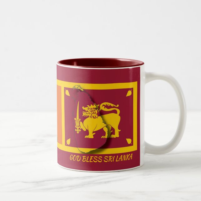 Tasse 2 Couleurs SRI LANKA CARTE DRAPEAU Écriture Customisée BURGUN (Droit)