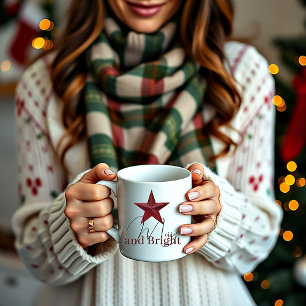 Tasse 2 Couleurs Star rustique Merry & Bright personnalisée