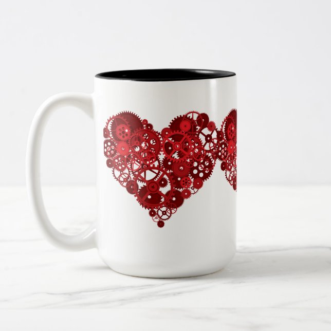 Tasse 2 Couleurs Steampunk Red Gears Heart (Gauche)