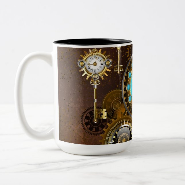 Tasse 2 Couleurs Steampunk Rusty Background (Gauche)