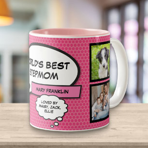 Tasse 2 Couleurs Stepmaman, Stepmère, Bonus Mom 4 Photo Fun Pink
