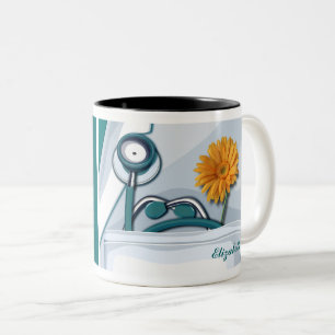 Tasse 2 Couleurs Stethoscope et Daisy Nurse Appréciation Cadeau