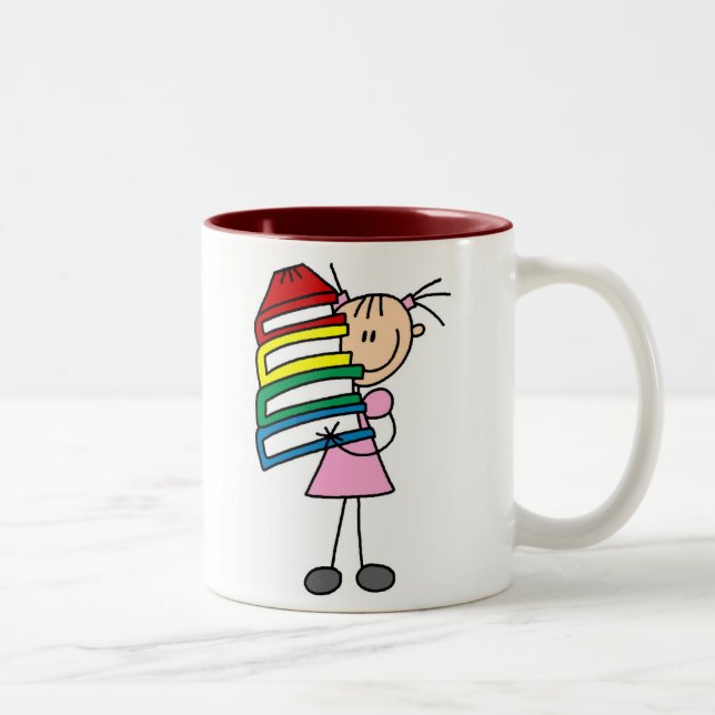 Tasse 2 Couleurs Stick Girl with Books (Droit)