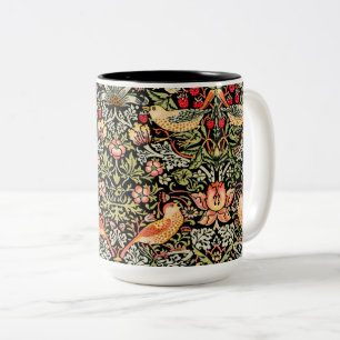 Tasse 2 Couleurs Strawberry Thief arrière - plan noir William Morri
