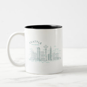 Tasse 2 Couleurs Stroke Skyline de Seattle