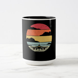 Tasse 2 Couleurs Style avion vintage Pilote Amateurs Costume Cadeau
