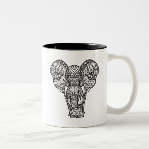 Tasse 2 Couleurs Style décoratif d'éléphant