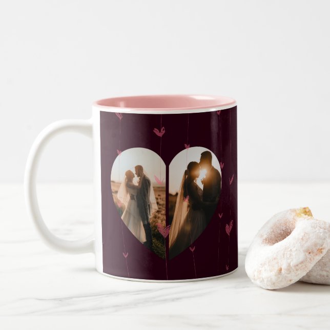 Tasse 2 Couleurs Style Red Custom Heart forme cadeau pour elle & lu (Avec donut)