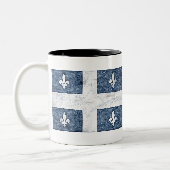 Tasse 2 Couleurs Stylo et encre - drapeau du Québec (Gauche)